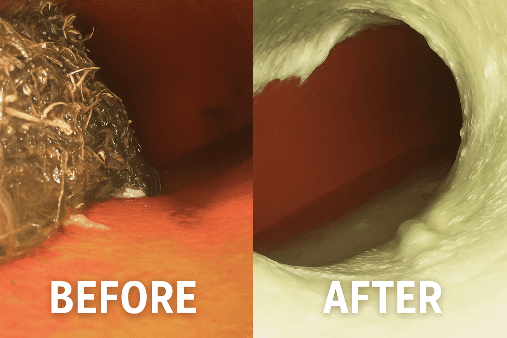 Top hat sewer saddle lining installed at city sewer lateral connection using trenchless pipe lining