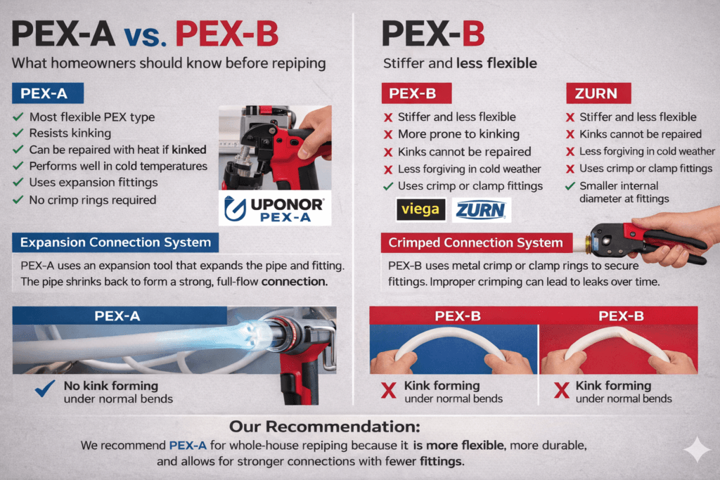 PEX-A vs PEX-B plumbing pipe comparison